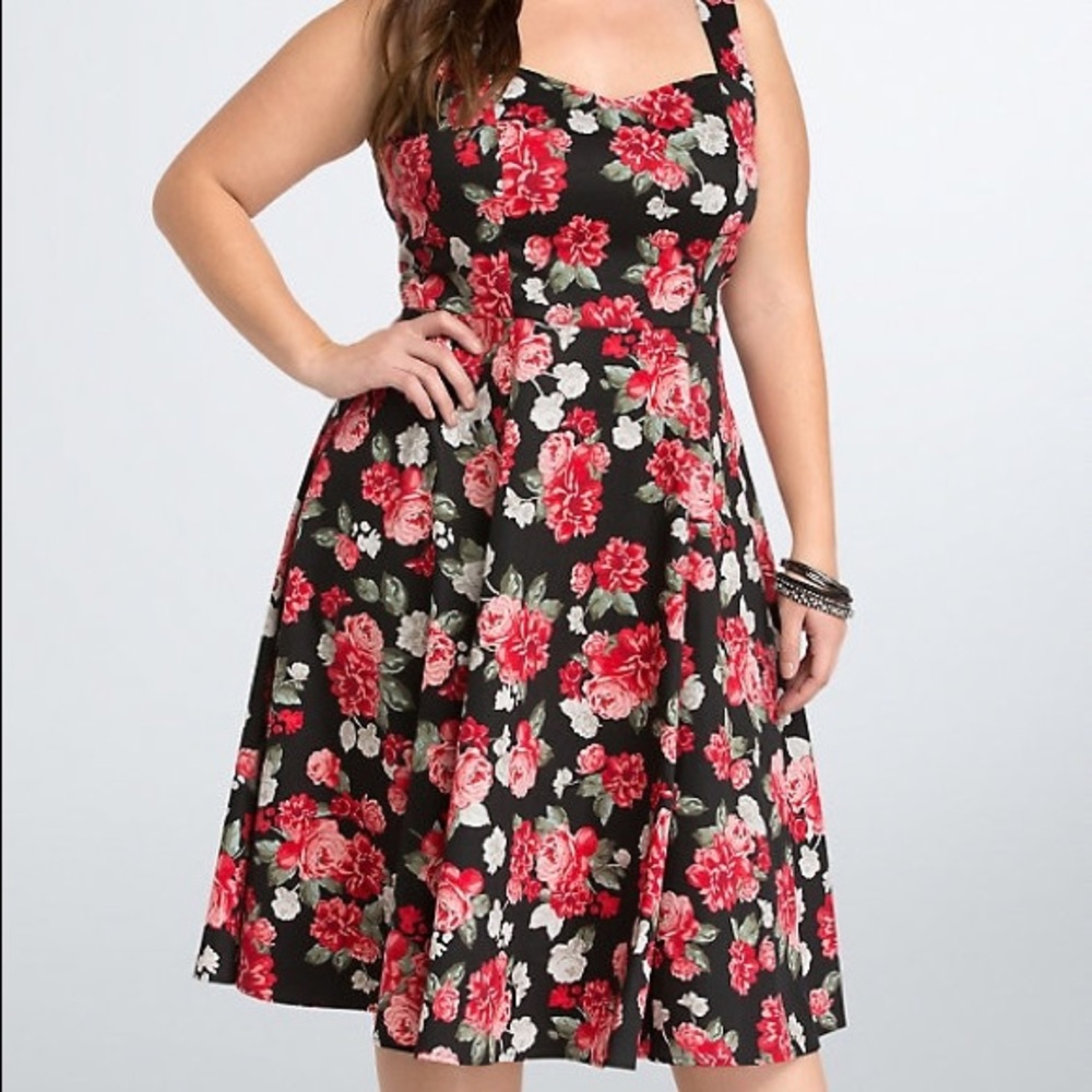 Floral cutout skater dress torrid
